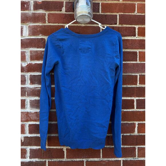 Hollister Blue Button Front Cardigan Sweater V-Neck Long Sleeve Medium - Picture 6 of 6